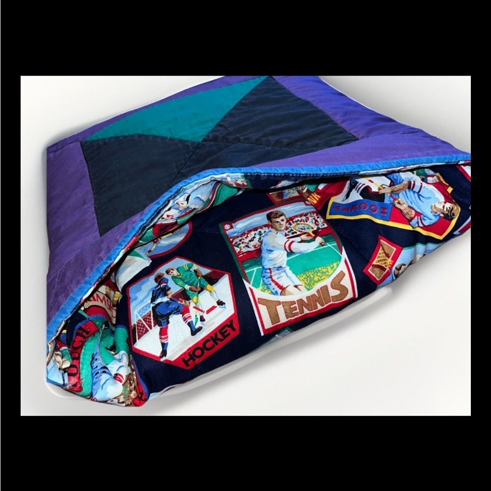 Vintage Sports Fan Quilted Throw Blanket /Pillow- Great For Spring Sports!